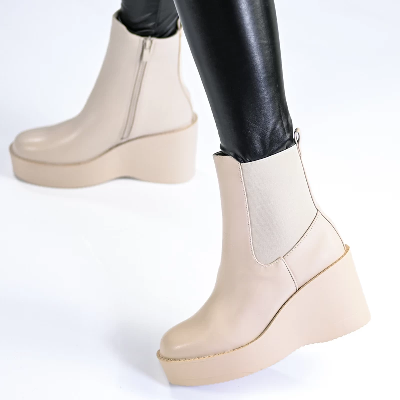 Dámské polokozačky B5708-2 Beige